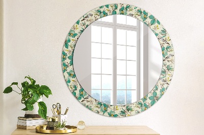 Round decorative wall mirror Flowers and birds