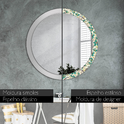 Round decorative wall mirror Flowers and birds