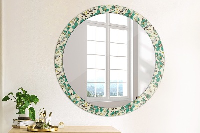 Round decorative wall mirror Flowers and birds