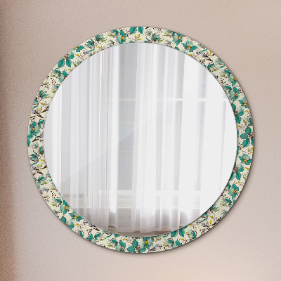 Round decorative wall mirror Flowers and birds