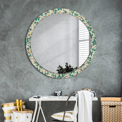 Round decorative wall mirror Flowers and birds