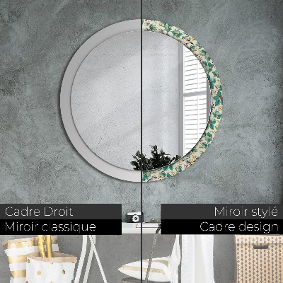 Round decorative wall mirror Flowers and birds