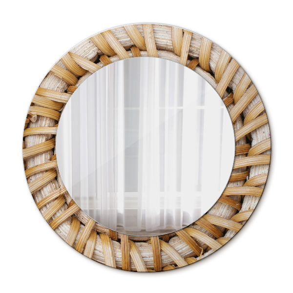 Round decorative wall mirror Natural plait