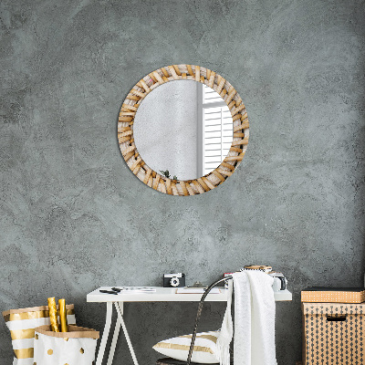 Round decorative wall mirror Natural plait