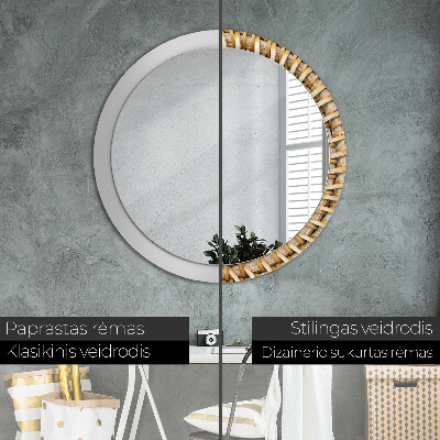 Round decorative wall mirror Natural plait