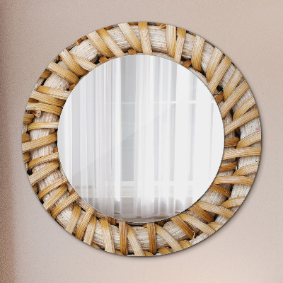 Round decorative wall mirror Natural plait