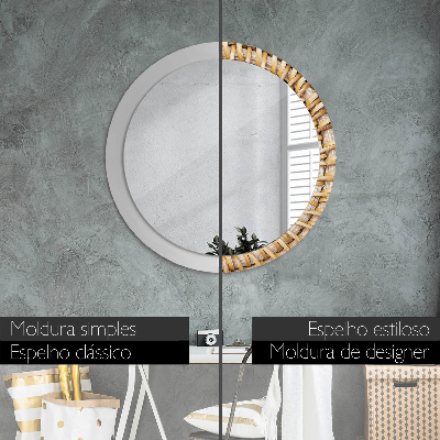 Round decorative wall mirror Natural plait