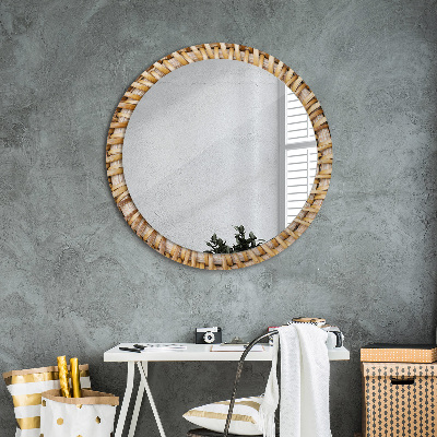 Round decorative wall mirror Natural plait