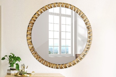 Round decorative wall mirror Natural plait