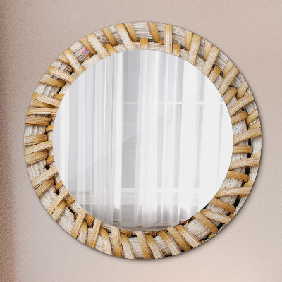 Round decorative wall mirror Natural plait