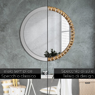 Round decorative wall mirror Natural plait