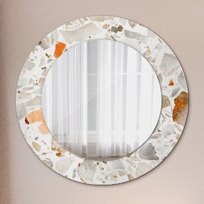 Round decorative wall mirror Terrazzo background