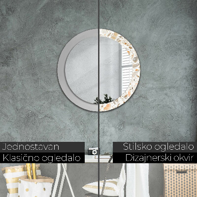 Round decorative wall mirror Terrazzo background