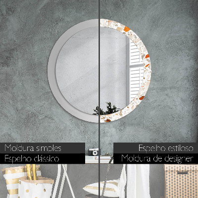 Round decorative wall mirror Terrazzo background