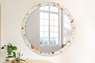 Round decorative wall mirror Terrazzo background