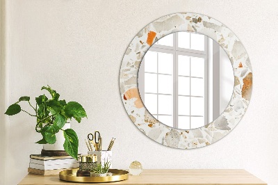 Round decorative wall mirror Terrazzo background