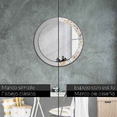 Round decorative wall mirror Terrazzo background