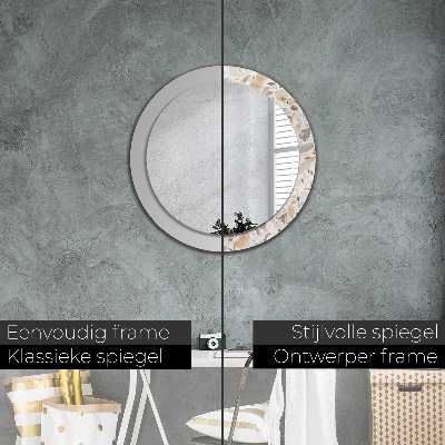 Round decorative wall mirror Terrazzo background