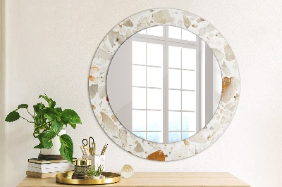 Round decorative wall mirror Terrazzo background