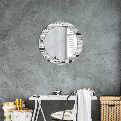 Round decorative wall mirror Newspaper pattern