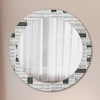 Round decorative wall mirror Newspaper pattern