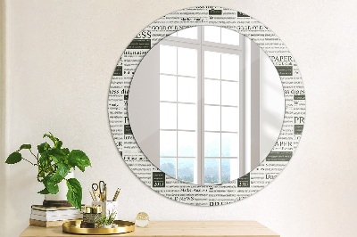 Round decorative wall mirror Newspaper pattern