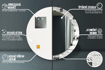 Round decorative wall mirror Newspaper pattern
