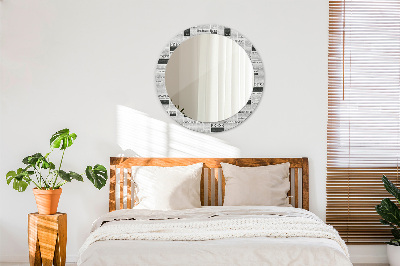 Round decorative wall mirror Newspaper pattern