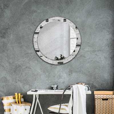 Round decorative wall mirror Newspaper pattern