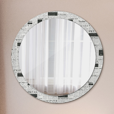 Round decorative wall mirror Newspaper pattern