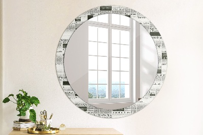 Round decorative wall mirror Newspaper pattern