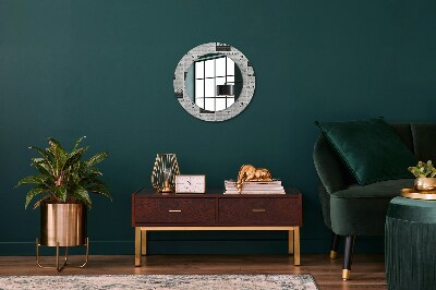 Round decorative wall mirror Newspaper pattern