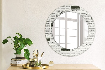 Round decorative wall mirror Newspaper pattern