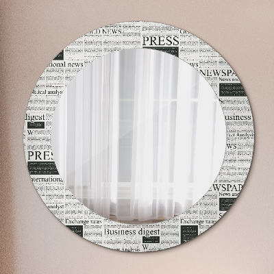 Round decorative wall mirror Newspaper pattern