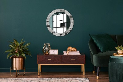 Round decorative wall mirror Newspaper pattern