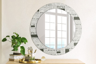 Round decorative wall mirror Newspaper pattern