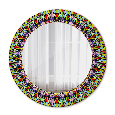 Round mirror printed frame Psychodelic mandala pattern