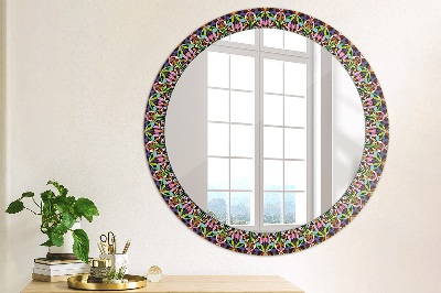 Round mirror printed frame Psychodelic mandala pattern