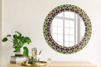 Round mirror printed frame Psychodelic mandala pattern