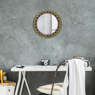 Round mirror printed frame Psychodelic mandala pattern