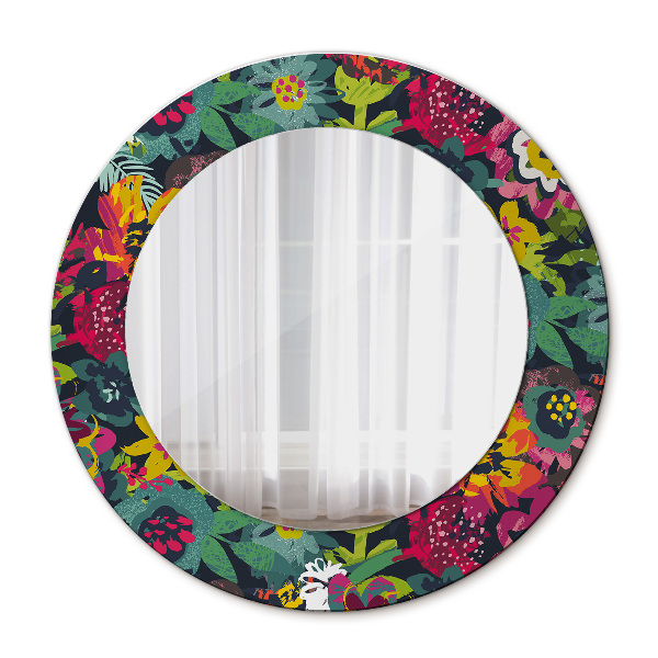 Round mirror print Hand painted flowers