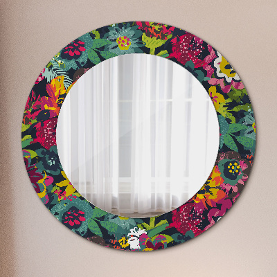 Round mirror print Hand painted flowers