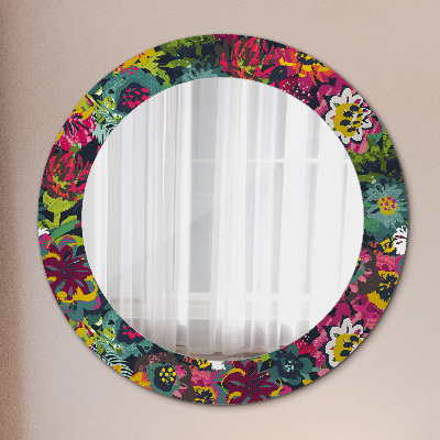 Round mirror print Hand painted flowers