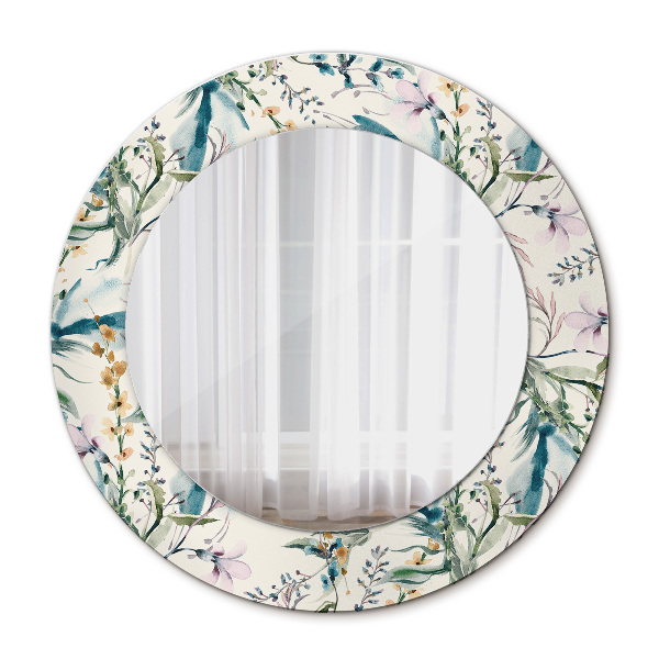 Round mirror decor Watercolor flowers