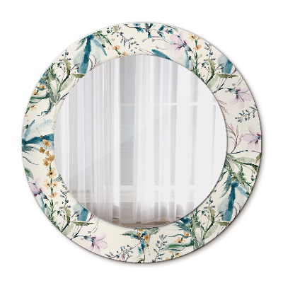 Round mirror decor Watercolor flowers