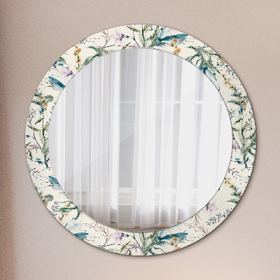 Round mirror decor Watercolor flowers