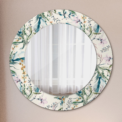 Round mirror decor Watercolor flowers