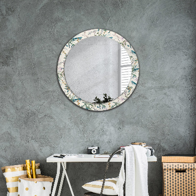 Round mirror decor Watercolor flowers