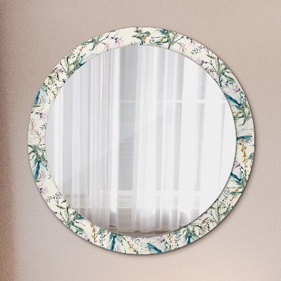 Round mirror decor Watercolor flowers