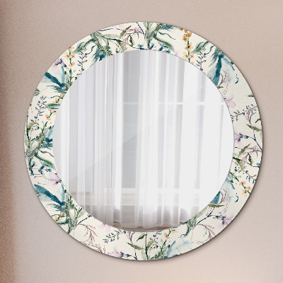 Round mirror decor Watercolor flowers